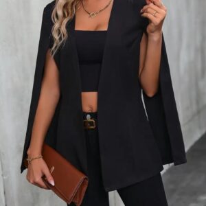 Stylish Cape Blazer with Split Sleeves and Open Front