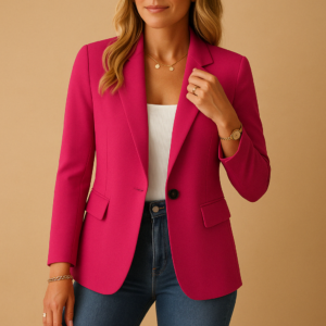Alternative view of Classic Fitted Blazer with Single Button and Flap Pockets