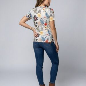 Alternative view of Relaxed Floral T Shirt with Round Neck and Short Sleeves