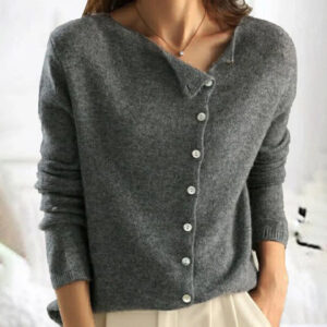 Alternative view of Soft Knit Cardigan with Asymmetric Button Front and Scoop Neckline