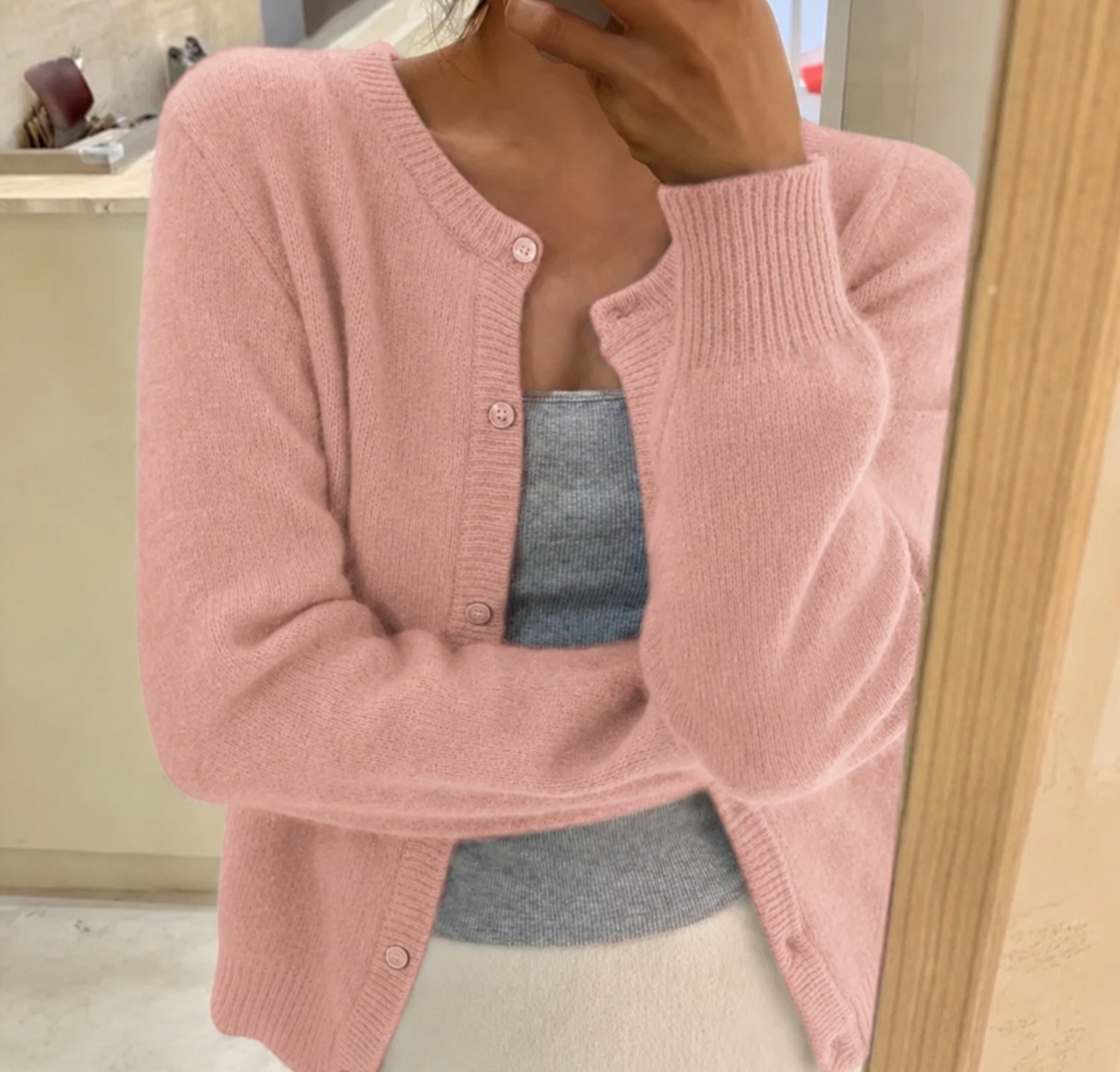 Soft Knit Cardigan with Button Front and Round Neckline - Image 10