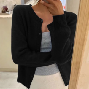 Alternative view of Soft Knit Cardigan with Button Front and Round Neckline