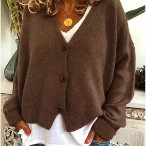 Alternative view of Relaxed Soft Knit Cardigan with V-Neckline