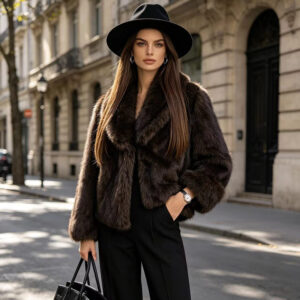 Alternative view of Autumn Winter Chic Fashion Jacket Double-sided Faux Fur Cropped Style