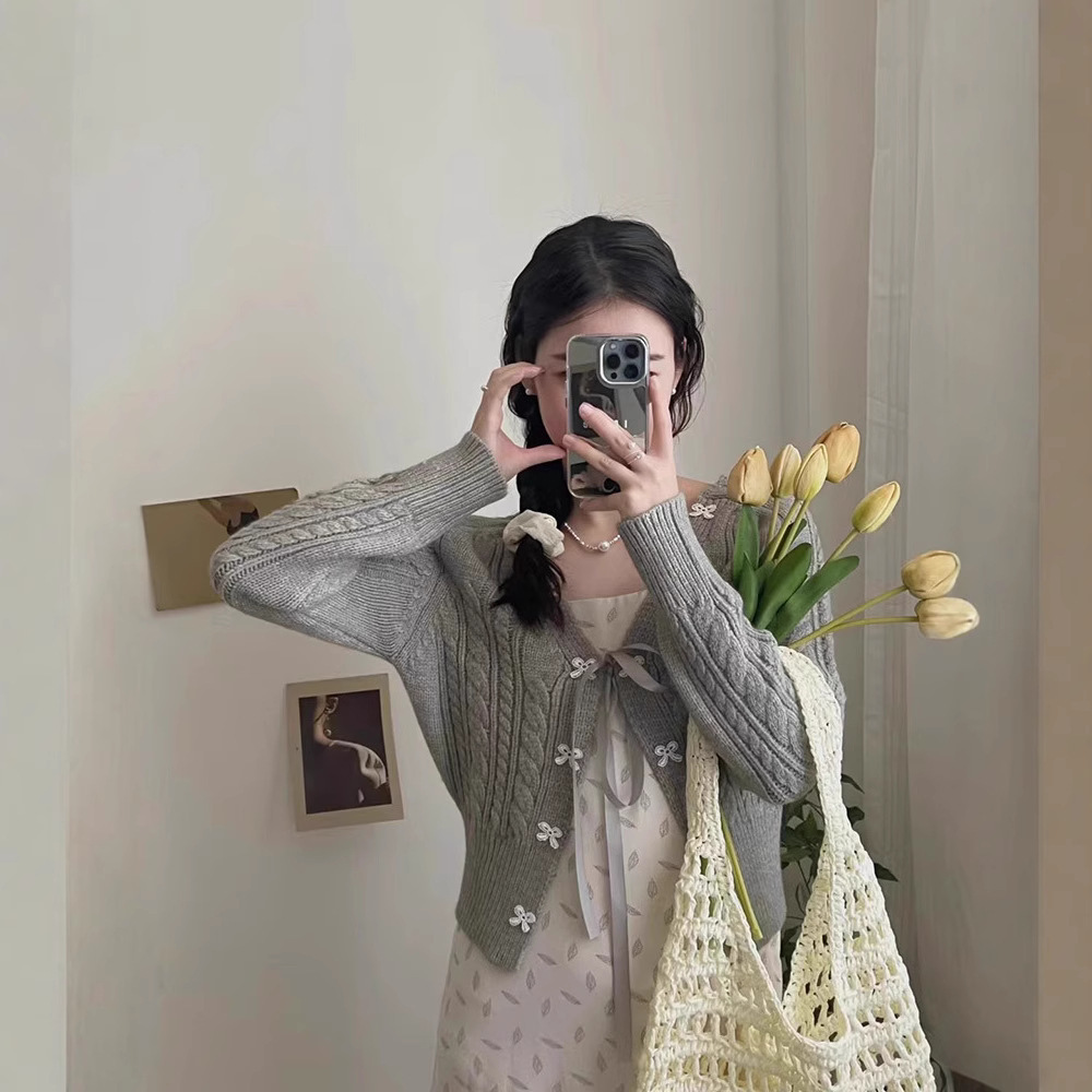 Bow-knot Knitted Cardigan Womens Sweater Coat - Image 4