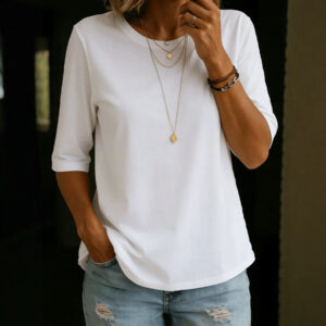 3-piece T-shirt Set For Women Simple And Casual Solid Color Muji-style
