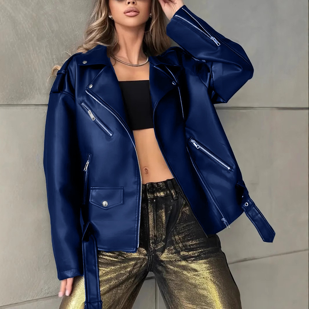 Leather Biker Jacket For Women Boyfriend-Style - Image 8