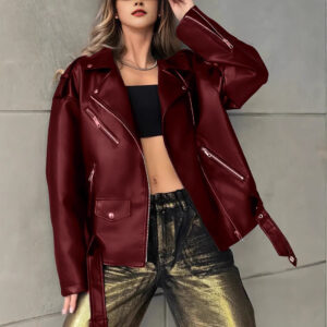 Alternative view of Leather Biker Jacket For Women Boyfriend-Style