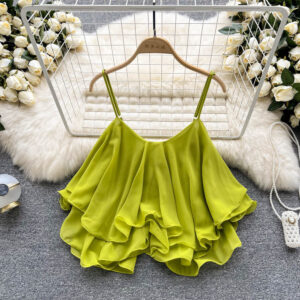 Alternative view of Womens Solid-color Versatile Loose-fit Sleeveless Chiffon Camisole