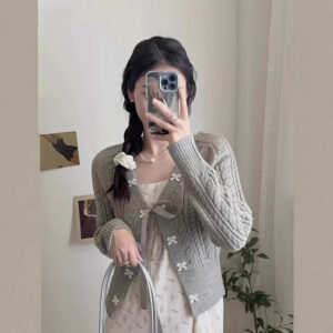 Alternative view of Bow-knot Knitted Cardigan Womens Sweater Coat