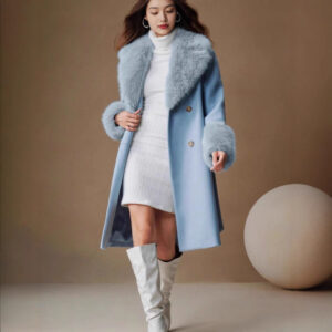 Detachable Fur-Trimmed Elegant Wool Coat