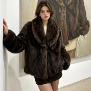 Autumn Winter Chic Fashion Jacket Double-sided Faux Fur Cropped Style
