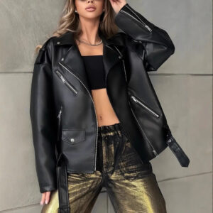 Leather Biker Jacket For Women Boyfriend-Style